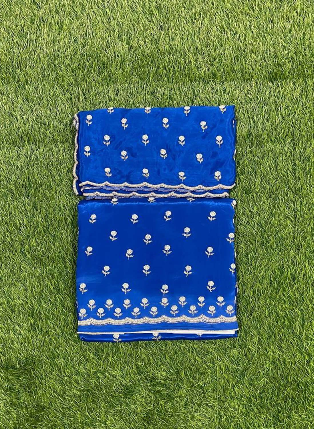 FS776 | Royal Blue | Crepe Suit | Pearl Work | Party Wear | Wedding | Ring Ceremony | Festival |