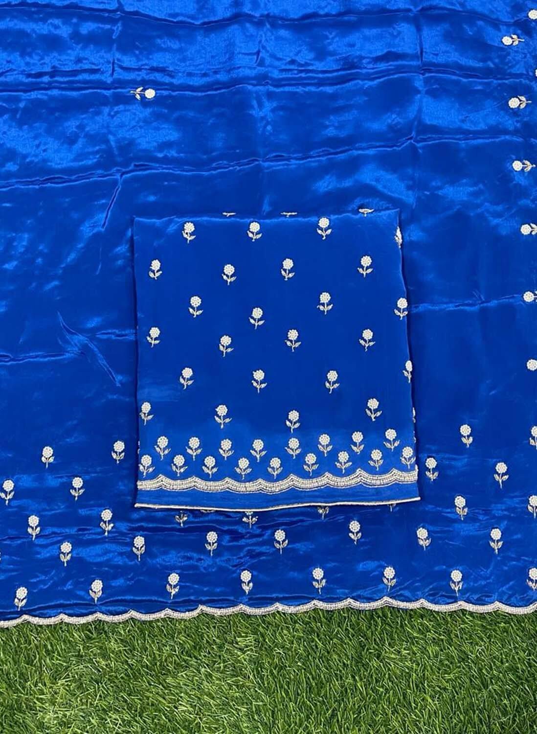 FS776 | Royal Blue | Crepe Suit | Pearl Work | Party Wear | Wedding | Ring Ceremony | Festival |