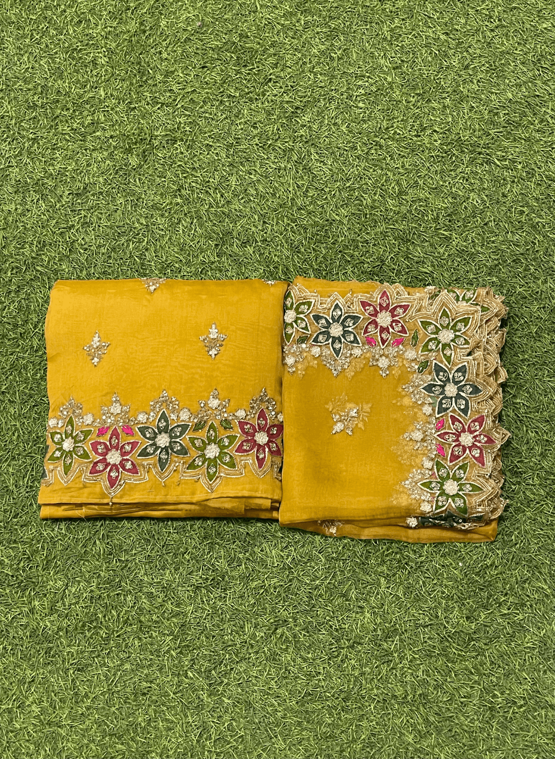 FS112 | Mustred | Organza Suit| Party Wear | Wedding | Jaggo | Ring Ceremony | Festival | | F9BEAAA