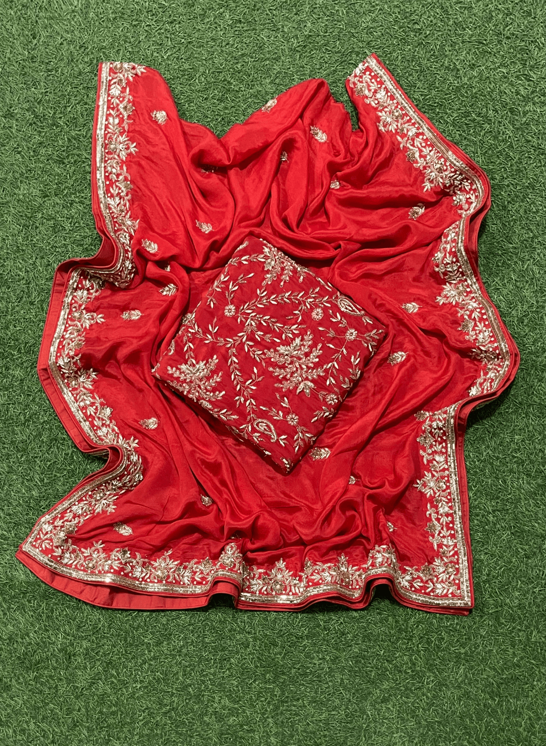 Red Crepe Suit Bridal | Crepe Suit | Wedding | Bridal suite | Party Wear | Festival | Celebrity | Ring Ceremony| FS117