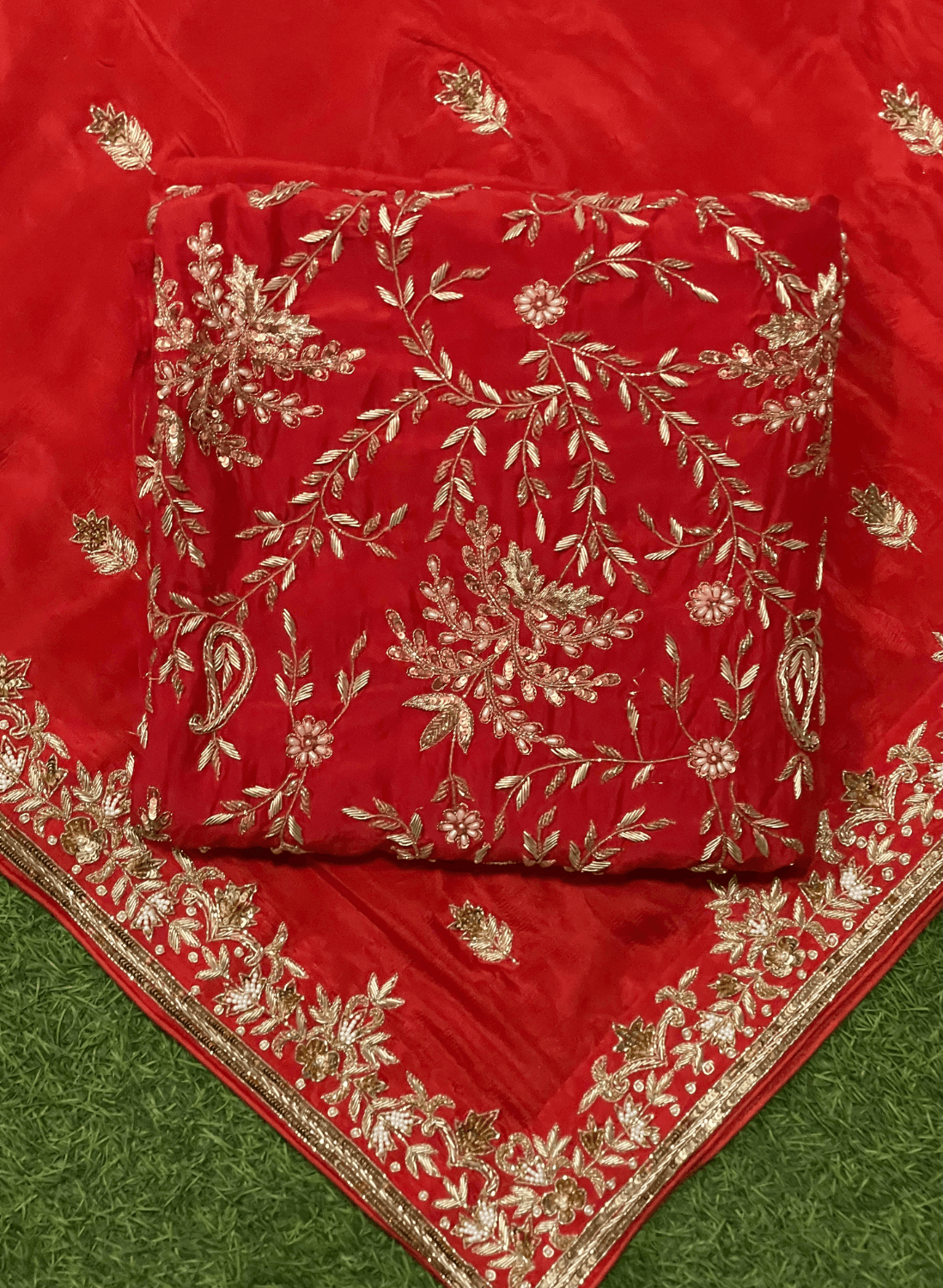 Red Crepe Suit Bridal | Crepe Suit | Wedding | Bridal suite | Party Wear | Festival | Celebrity | Ring Ceremony| FS117