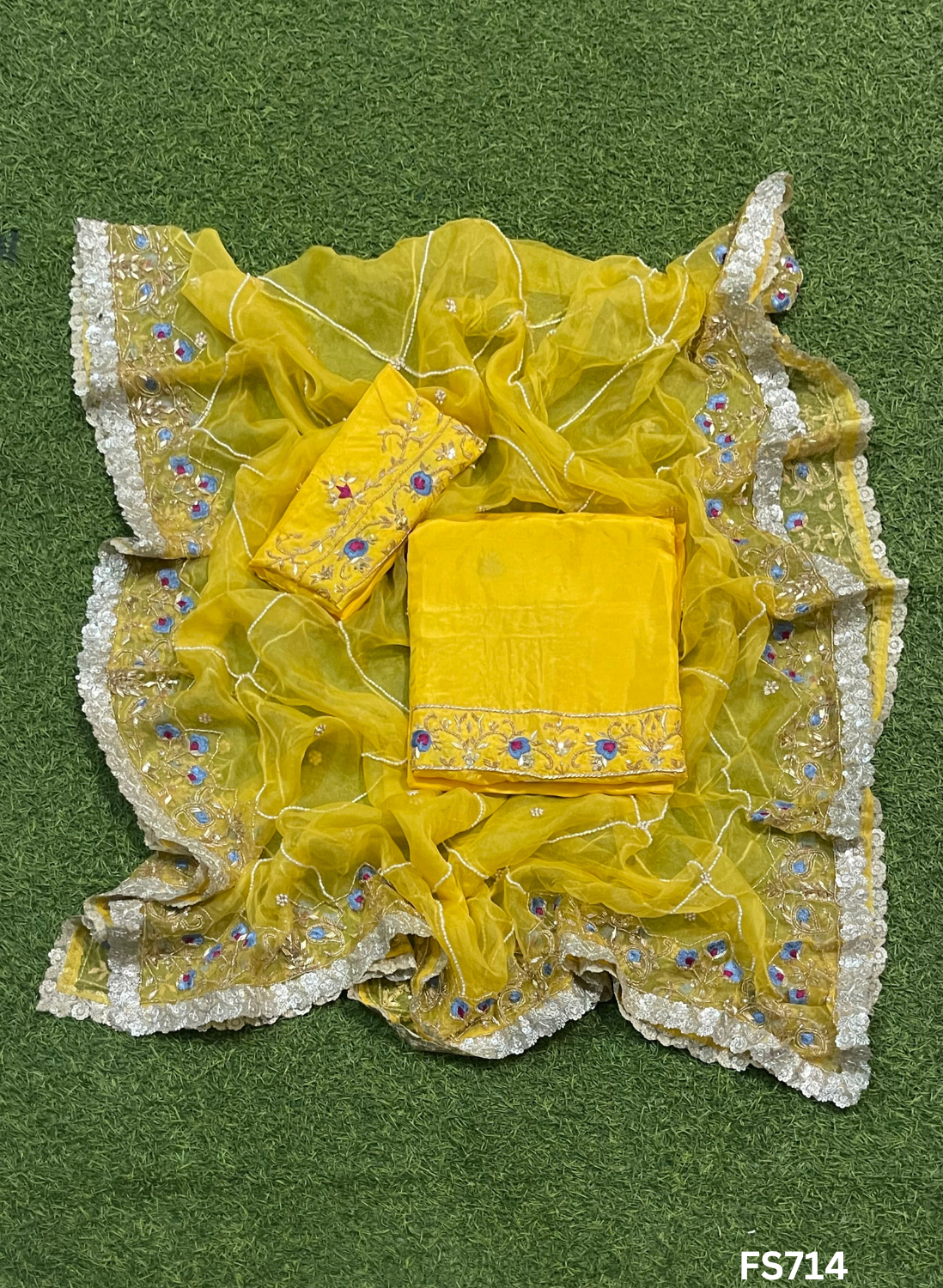 FS714 | Yellow | Raw Silk Suit | Party Wear | Wedding | Jaggo | Festival