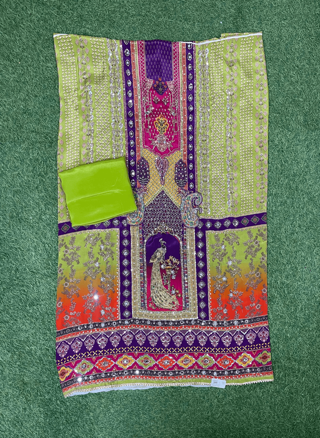 Green | Crepe | Crepe Suit | Wedding | Party Wear | Ring Ceremony | Festival Suit | Allover suit| FS136