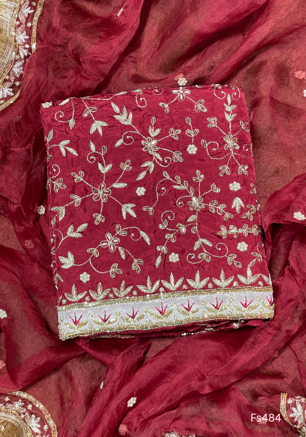 FS484 | Mehroon | Pure silk | Wedding | Party Wear | Ring Ceremony | Festival Suit