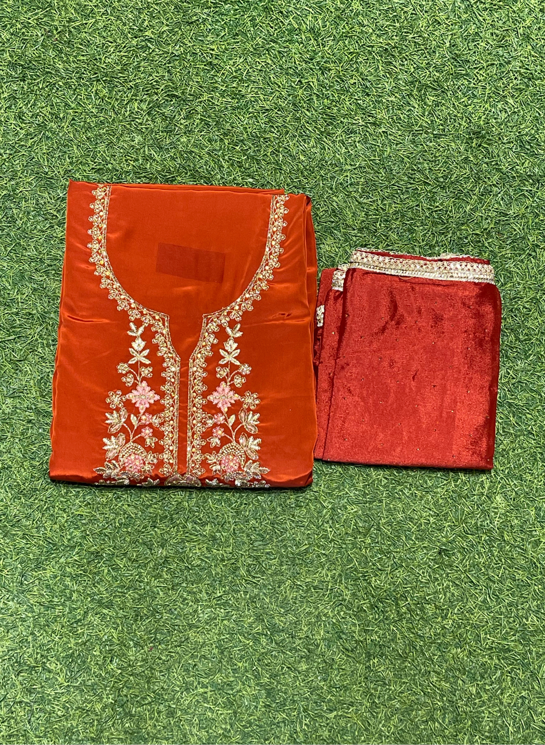 Rust | Crepe Suit | Wedding | Party Wear | Ring Ceremony | Festival Suit | Allover suit |