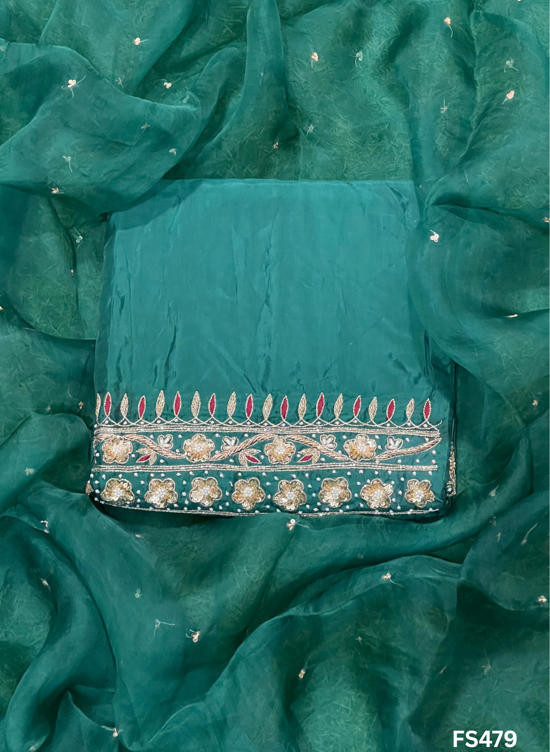FS479 | bottle green | Silk Suit | Wedding | Party Wear | Ring Ceremony | Festival Suit | Allover suit