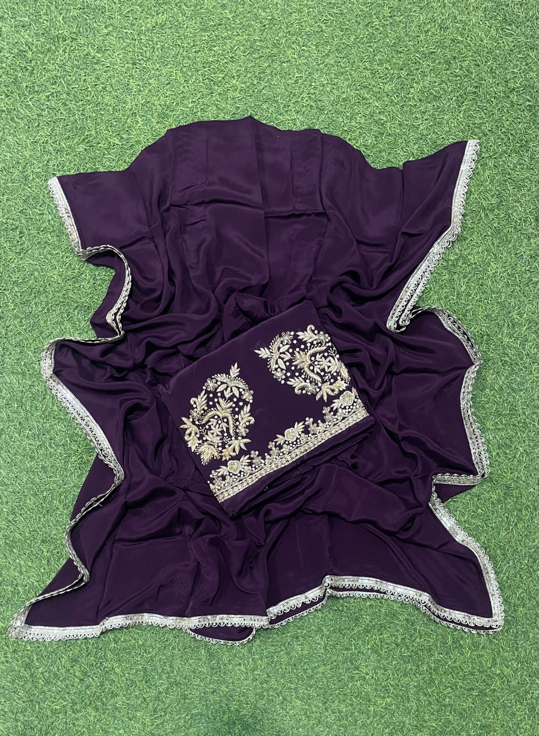 Dark Purple | Crepe | Crepe Suit | Wedding | Party Wear | Ring Ceremony | Festival Suit | Allover suit| FS197