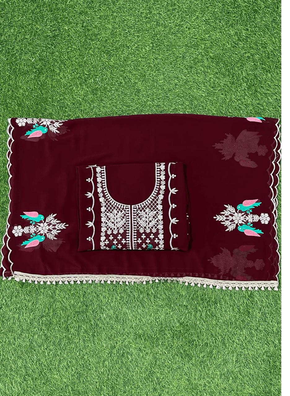 Mehroon Georgette Suit | Casual Wear | Regular Wear | Festival|