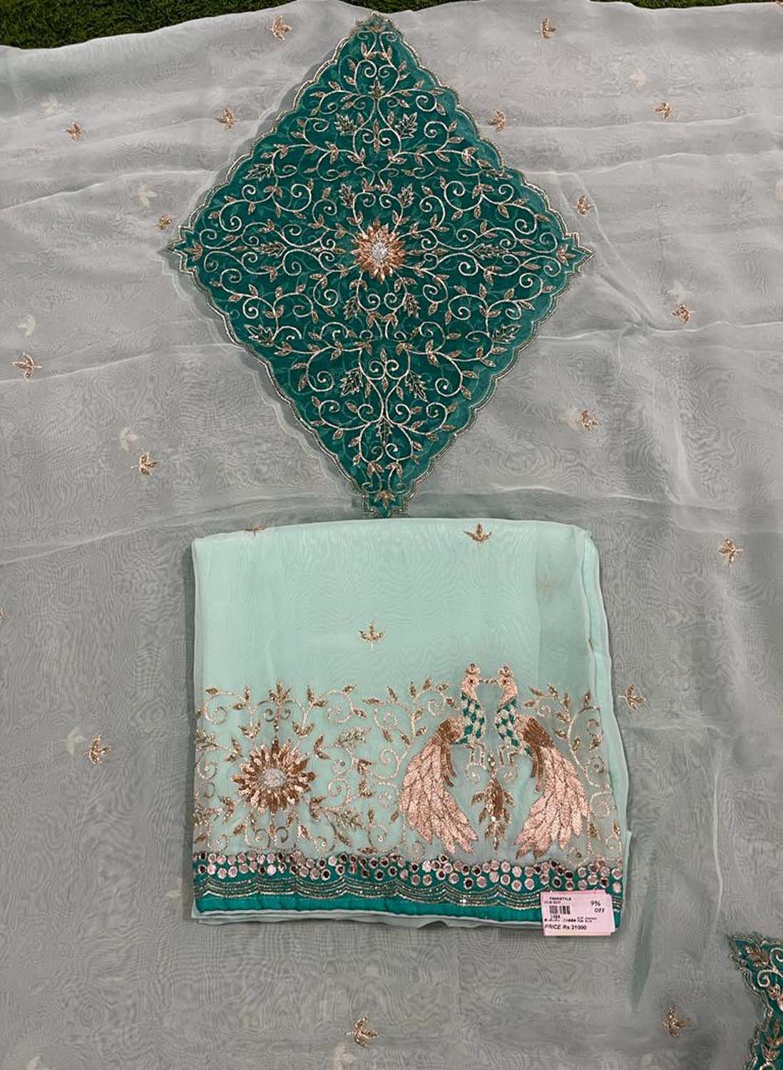 Light Sea Green | Pure Organza Suit | Bridal | Party Wear | Wedding | Jaggo | Festival | Celebrity |