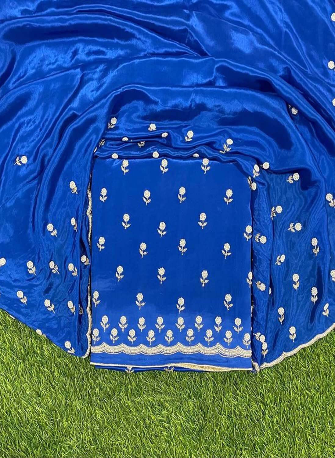 FS776 | Royal Blue | Crepe Suit | Pearl Work | Party Wear | Wedding | Ring Ceremony | Festival |