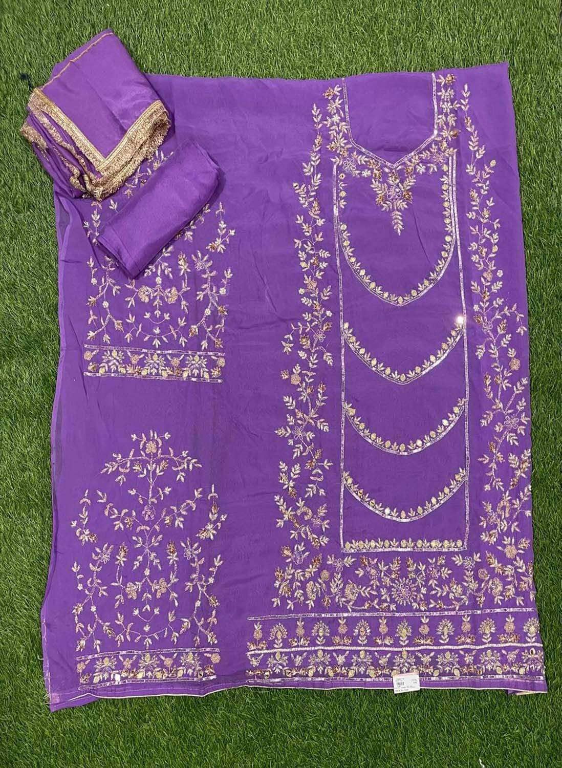 Purple | Organza | Party Wear | Wedding | Jaggo | Ring Ceremony | Festival | Celebrity |