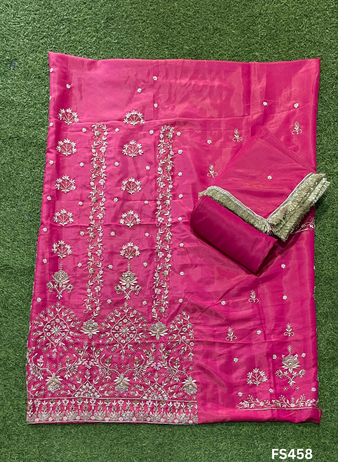 FS458 |Hot-Pink |Shimmer Suit | Party Wear | Wedding | Jaggo | Ring Ceremony | Festival