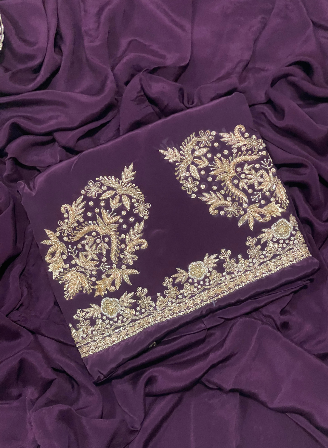 Dark Purple | Crepe | Crepe Suit | Wedding | Party Wear | Ring Ceremony | Festival Suit | Allover suit| FS197