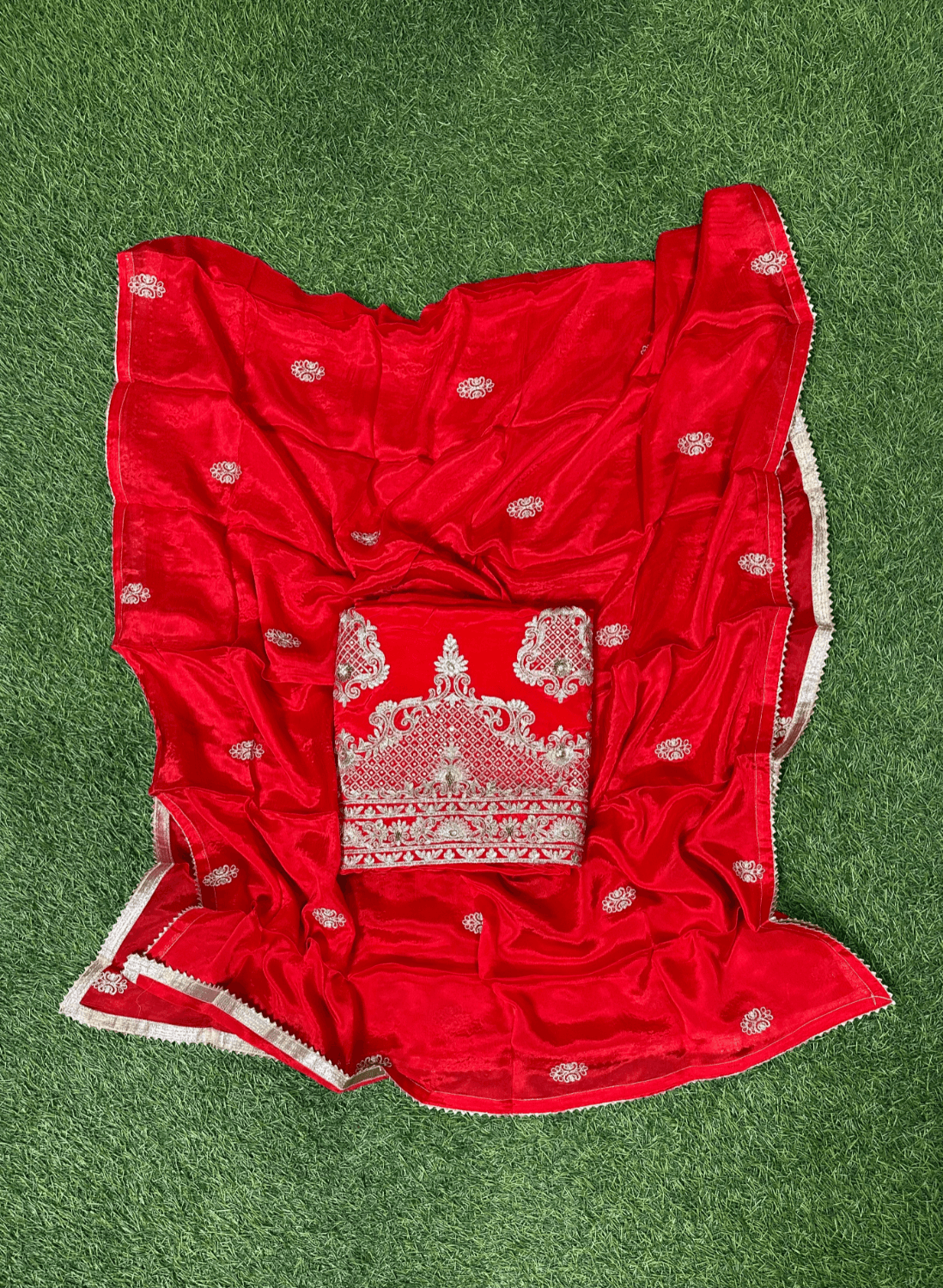 FS826 | Red | Crepe | Crepe Suit | Wedding | Party Wear | Ring Ceremony | Festival Suit | Allover suit | F9BHAA