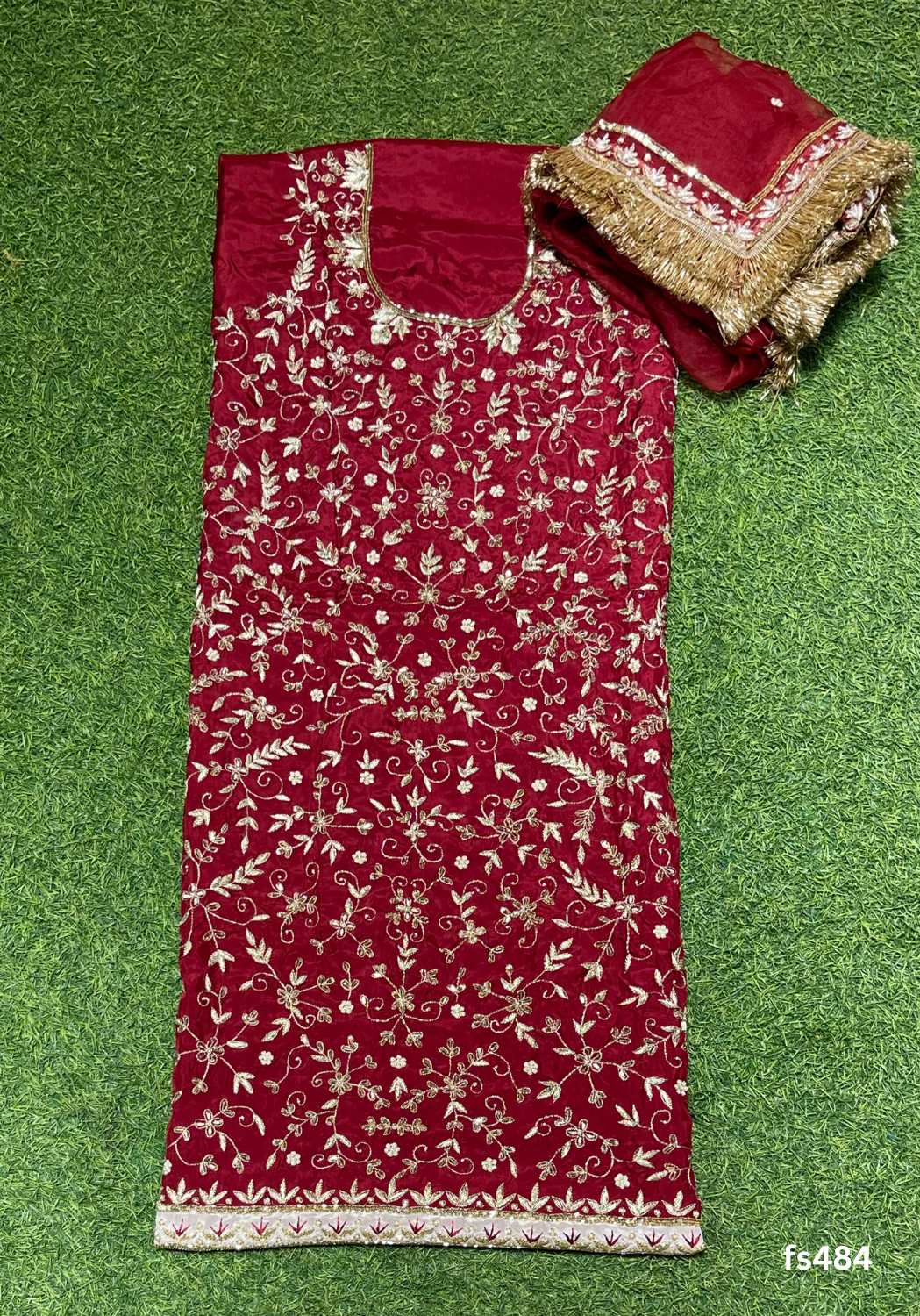 FS484 | Mehroon | Pure silk | Wedding | Party Wear | Ring Ceremony | Festival Suit