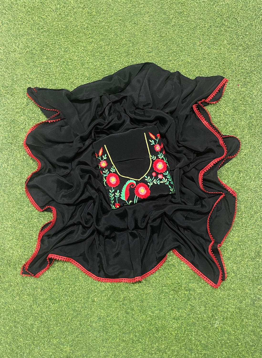 Black | Crepe Suit | Wedding | Party Wear | Ring Ceremony | Festival Suit | Allover suit | FS512