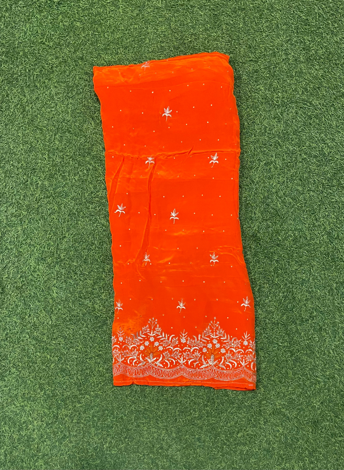 Orange | Crepe Suit | Wedding | Party Wear | Ring Ceremony | Festival Suit | Allover suit |
