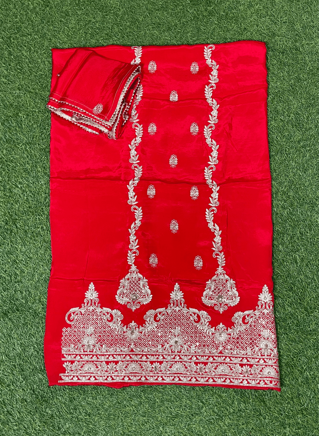 FS826 | Red | Crepe | Crepe Suit | Wedding | Party Wear | Ring Ceremony | Festival Suit | Allover suit | F9BHAA