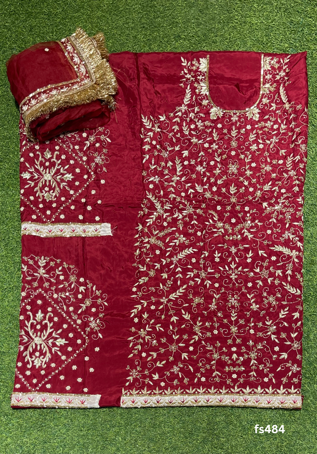 FS484 | Mehroon | Pure silk | Wedding | Party Wear | Ring Ceremony | Festival Suit