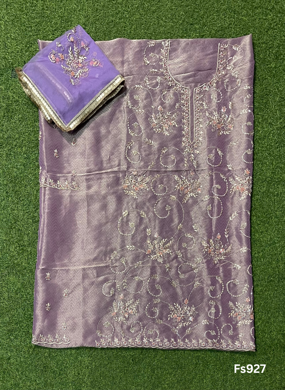 FS927 | Light Purple Shimmer Suit | Party Wear | Wedding | Jaggo | Ring Ceremony | Festival