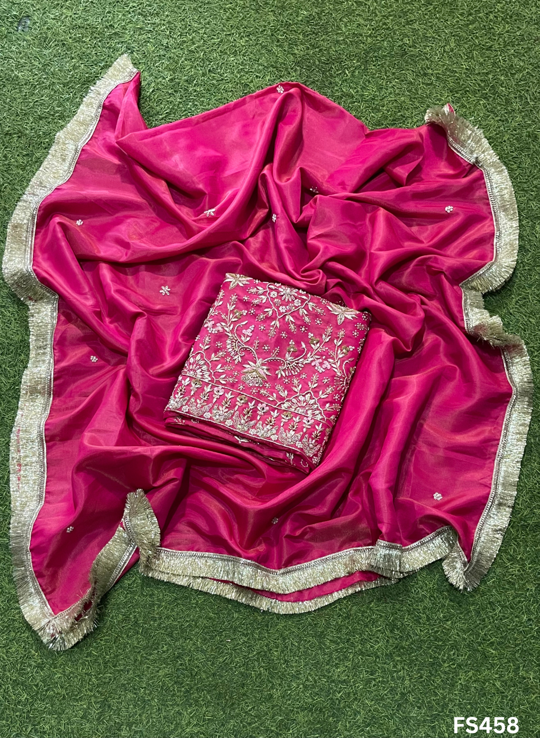 FS458 |Hot-Pink |Shimmer Suit | Party Wear | Wedding | Jaggo | Ring Ceremony | Festival