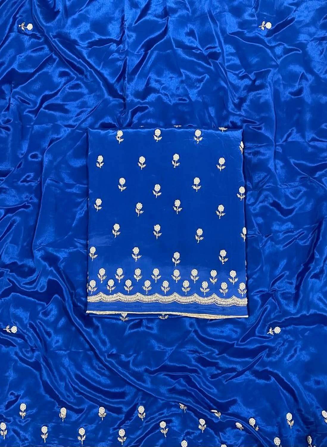 FS776 | Royal Blue | Crepe Suit | Pearl Work | Party Wear | Wedding | Ring Ceremony | Festival |