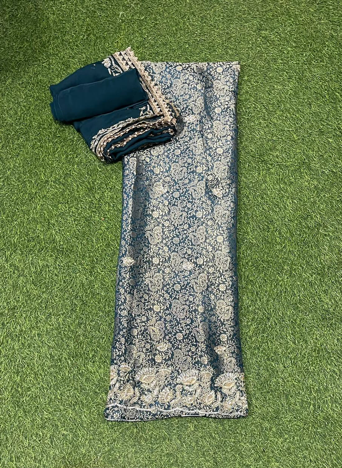 Peacock Banarsi Silk Suit | Party Wear | Wedding | Ring Ceremony | Festival | Bridal | FS358