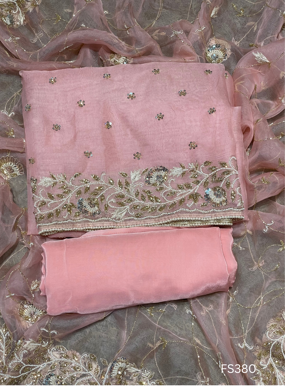 FS380 |Organza Suit | Wedding | Party Wear | Ring Ceremony | Festival Suit | Allover suit |