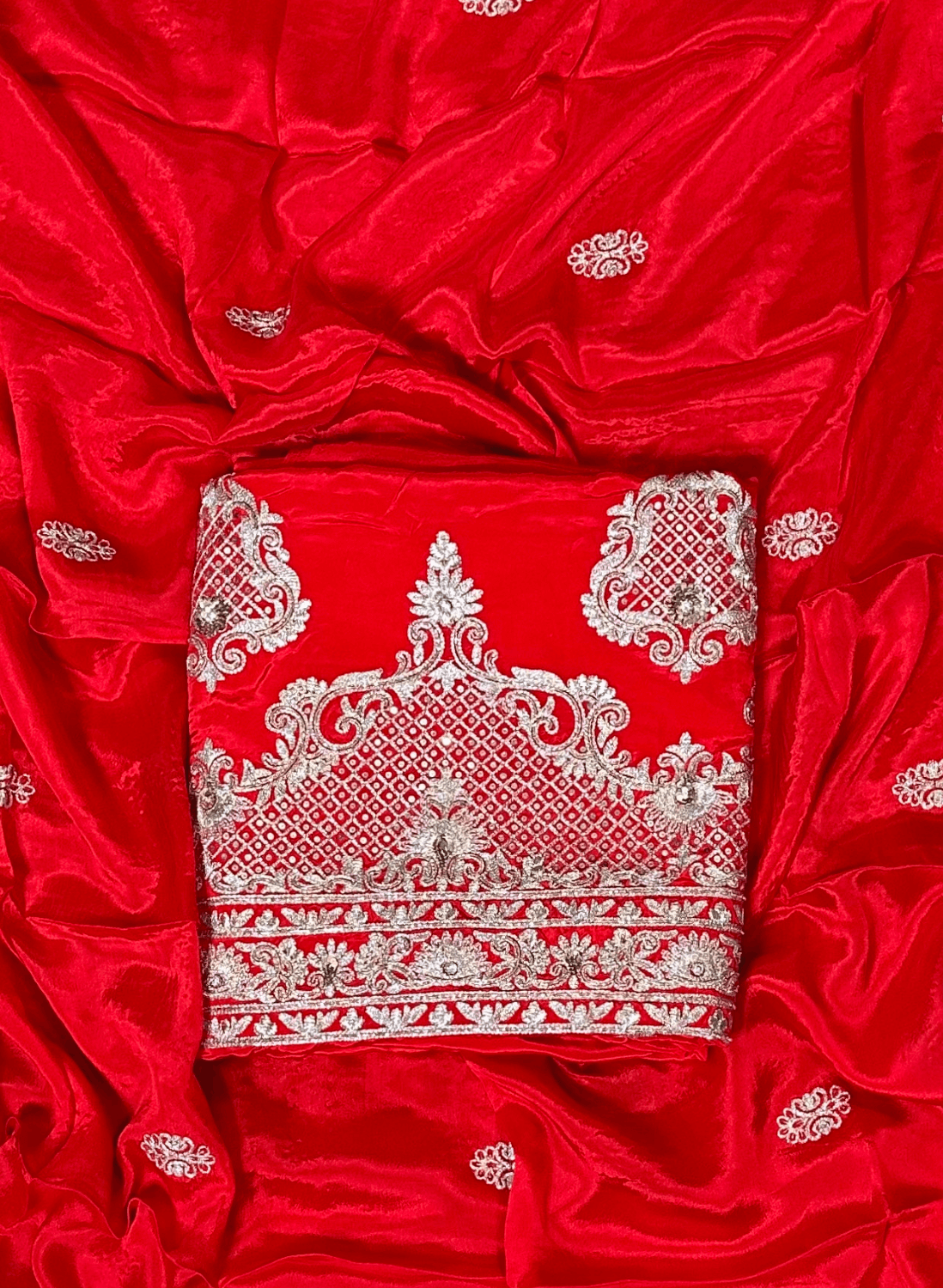FS826 | Red | Crepe | Crepe Suit | Wedding | Party Wear | Ring Ceremony | Festival Suit | Allover suit | F9BHAA