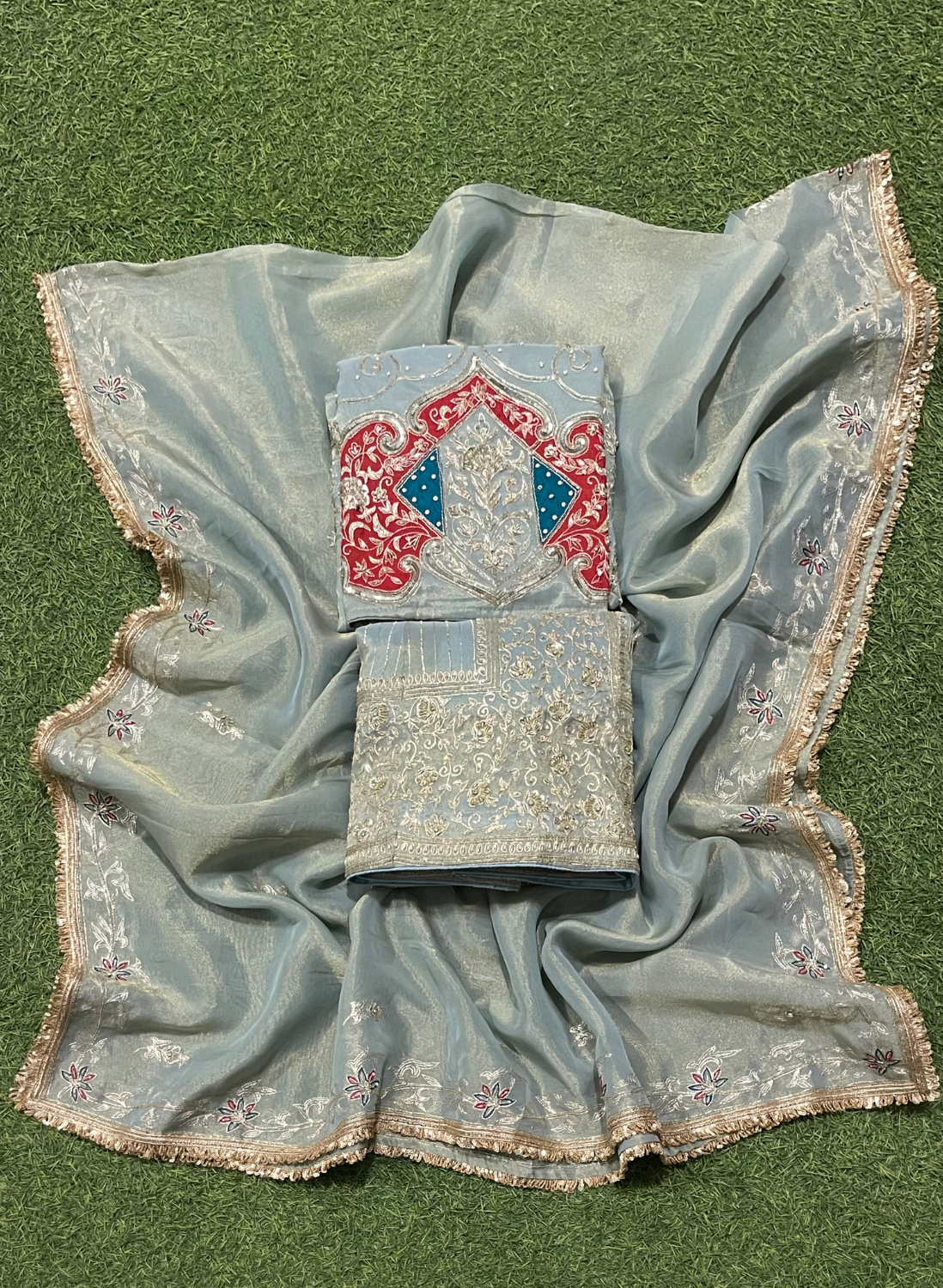 FS310 | Shimmer | Kurti-Lehnga | Party Wear | Wedding | Jaggo | Ring Ceremony | Festival | Hand-Work suit |