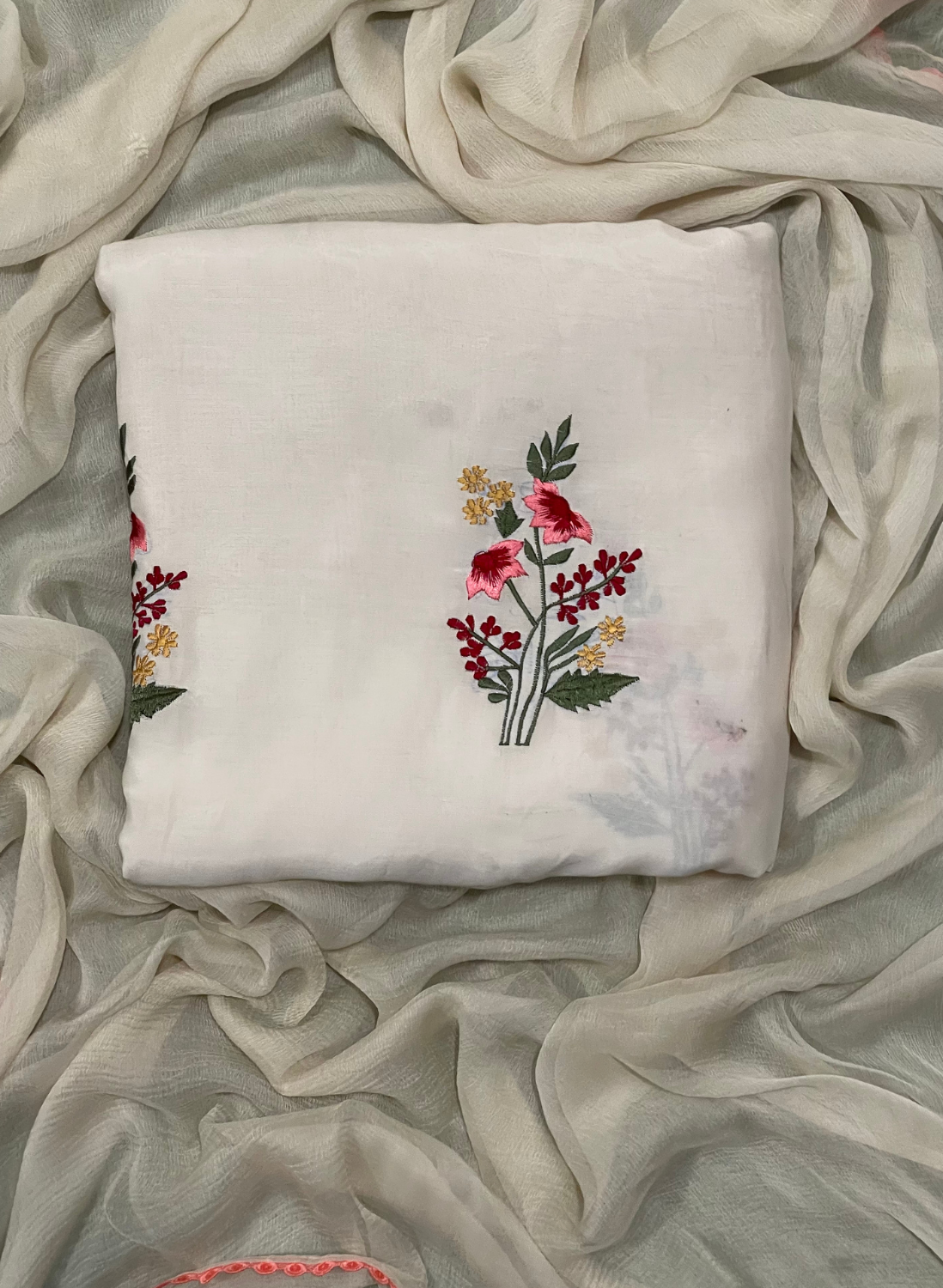 Cream | Muslin Cotton Suit | Casual wear| Summer Suits | Regular wear | FS753