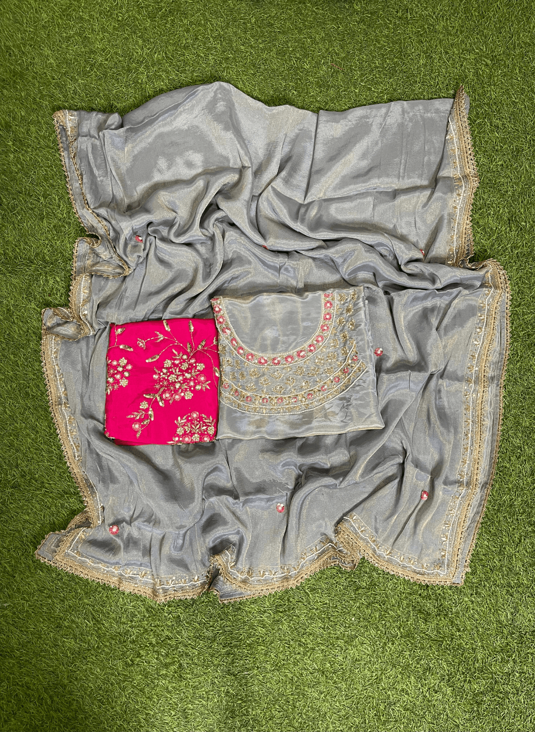 Gray Shimmer Suit | Party Wear | Wedding | Jaggo | Ring Ceremony | Festival| FS055