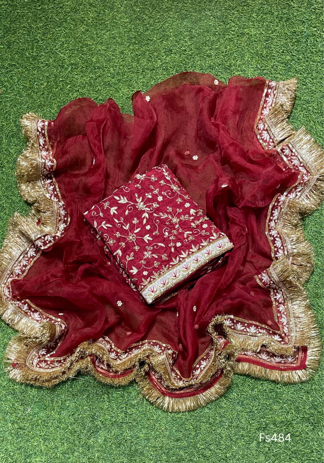 FS484 | Mehroon | Pure silk | Wedding | Party Wear | Ring Ceremony | Festival Suit