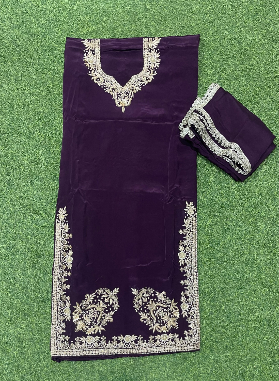 Dark Purple | Crepe | Crepe Suit | Wedding | Party Wear | Ring Ceremony | Festival Suit | Allover suit| FS197
