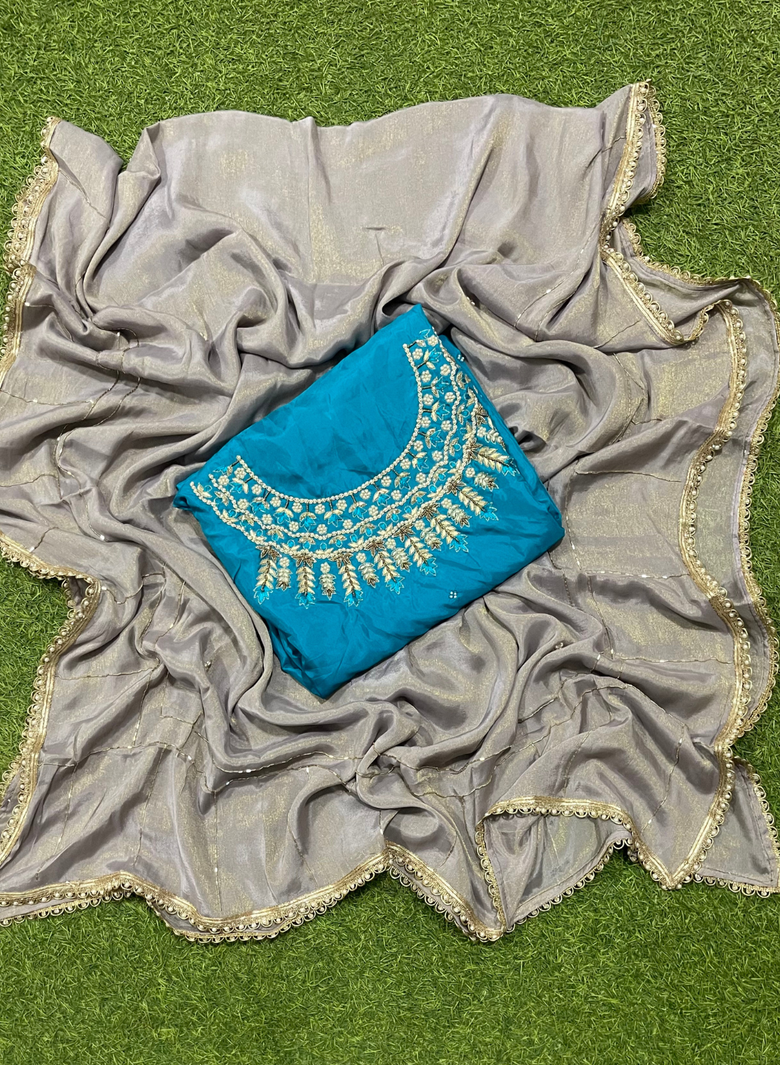 Sky Blue | Silk | Silk Suit | Wedding | Party Wear | Ring Ceremony | Festival Suit | Allover suit | FS314