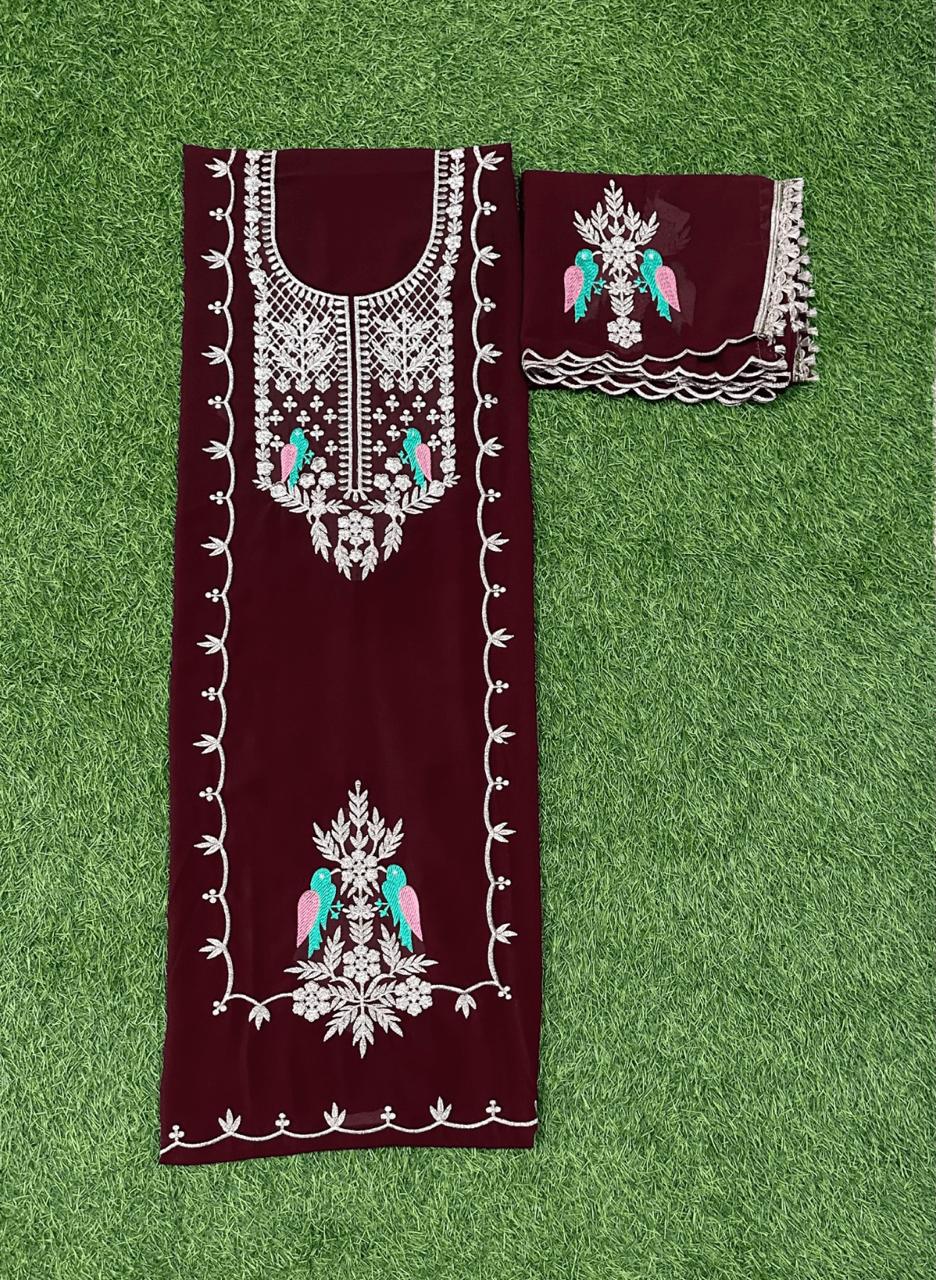 Mehroon Georgette Suit | Casual Wear | Regular Wear | Festival|