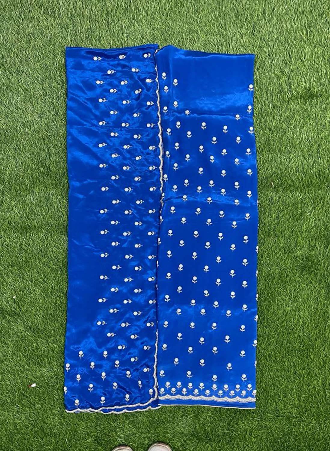 FS776 | Royal Blue | Crepe Suit | Pearl Work | Party Wear | Wedding | Ring Ceremony | Festival |