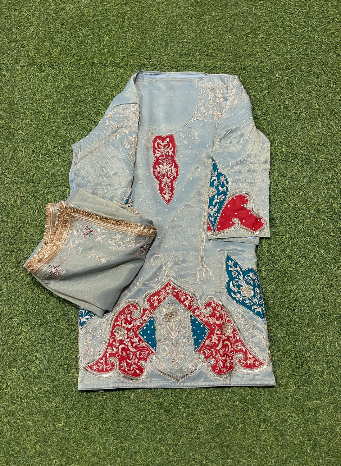 FS310 | Shimmer | Kurti-Lehnga | Party Wear | Wedding | Jaggo | Ring Ceremony | Festival | Hand-Work suit |