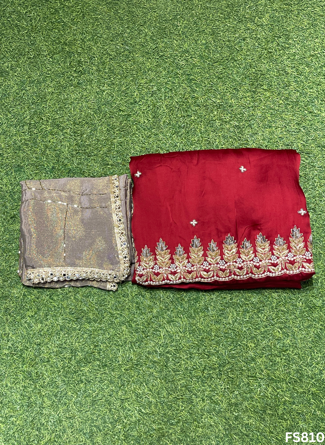 FS810 | Mehroon | Crepe Sharten | Crepe Suit | Wedding | Party Wear | Ring Ceremony | Festival Suit | Allover suit | F9HAAA