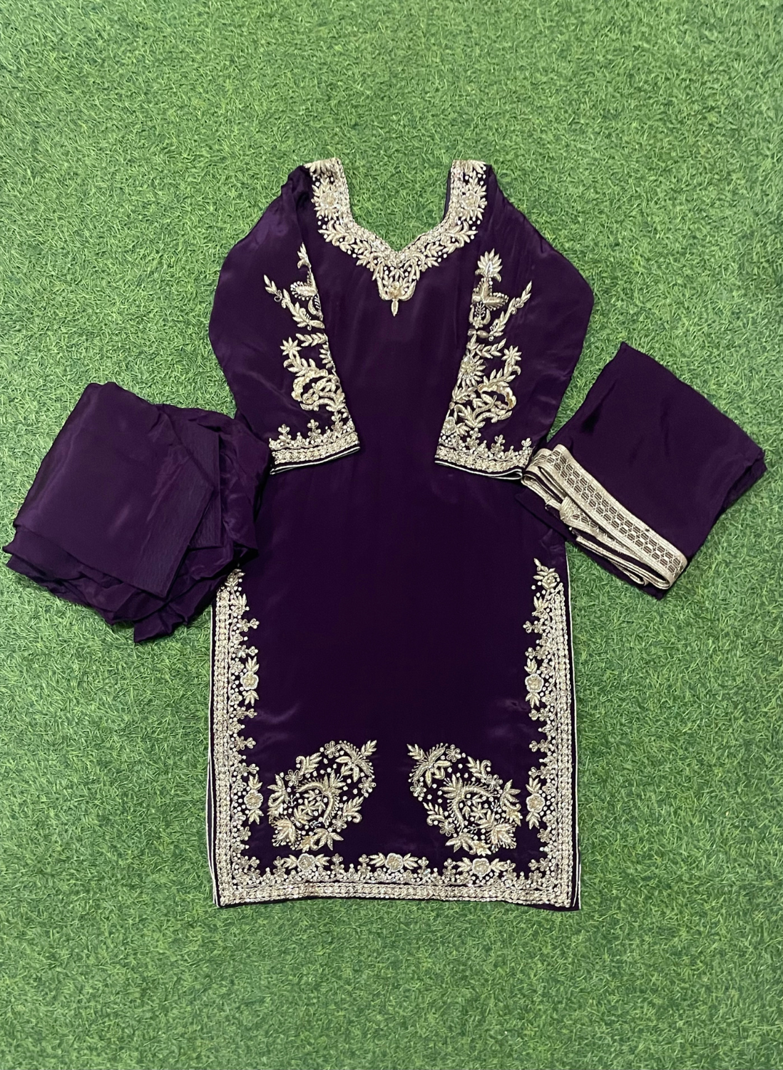Dark Purple | Crepe | Crepe Suit | Wedding | Party Wear | Ring Ceremony | Festival Suit | Allover suit| FS197