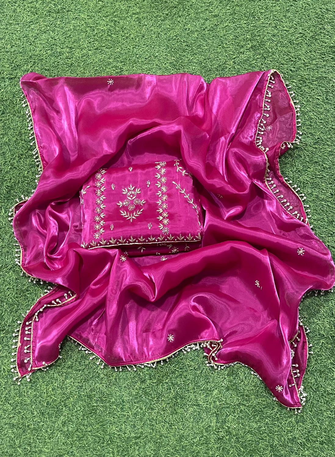 Hot-Pink | Glass Shimmer Suit | Party Wear | Wedding | Jaggo | Ring Ceremony | Festival | FS324