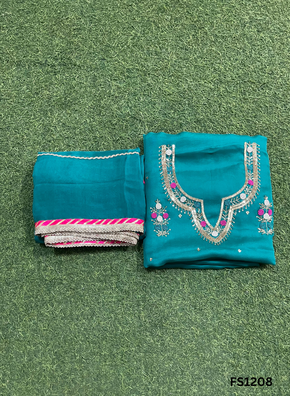 FS1208 | Light-Sky Blue | Burberry Suit | Party Wear | Wedding | Jaggo | Ring Ceremony | Festival |