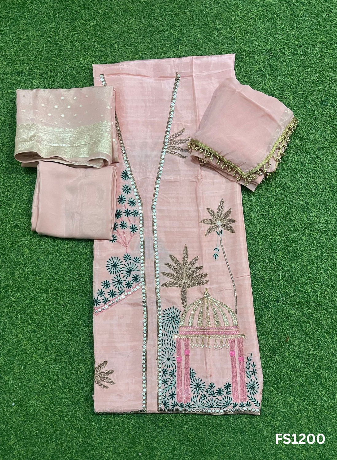 FS1200 | Baby-pink | Jacket style | Raw Sik Suit | Party Wear | Wedding | Jaggo | Ring Ceremony | Festival