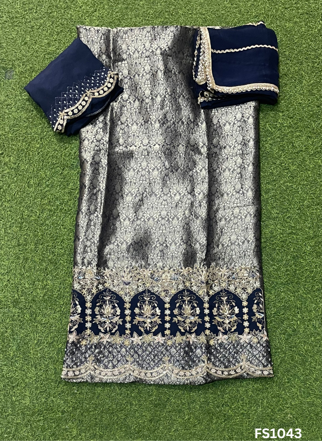 FS1043 | Navy-Blue | Banarsi Silk Suit | Party Wear | Wedding | Ring Ceremony | Festival | Bridal |