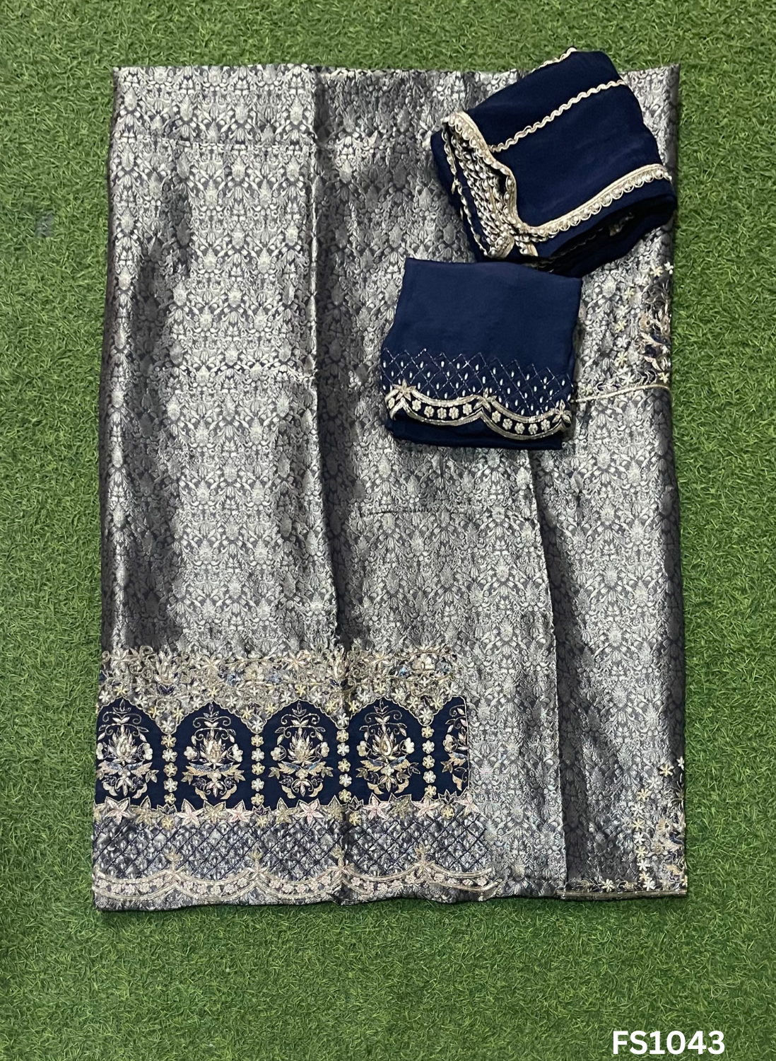 FS1043 | Navy-Blue | Banarsi Silk Suit | Party Wear | Wedding | Ring Ceremony | Festival | Bridal |