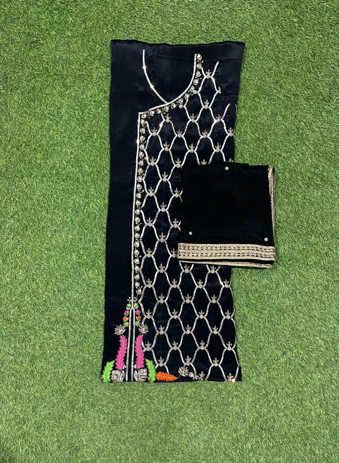 FS179 | Black Crepe | Crepe Suit | Wedding | Party Wear | Ring Ceremony | Festival Suit | Allover suit | F9HAAA