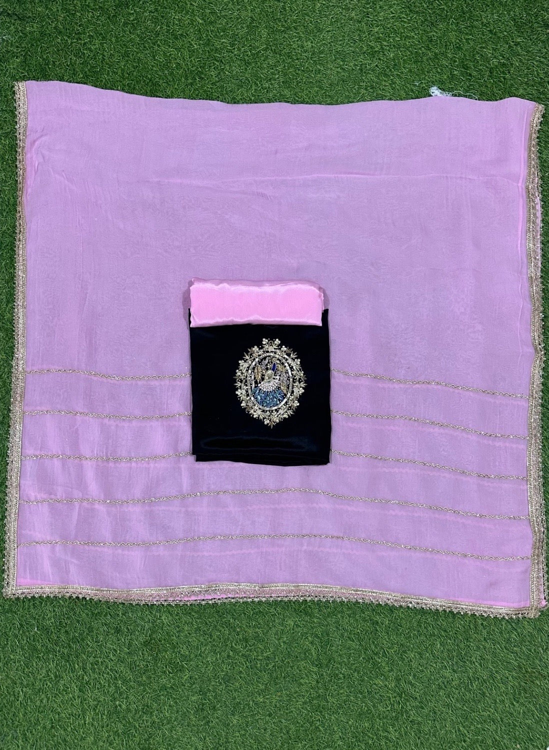 FS256 | Black and baby pink Crepe | Crepe Suit | Wedding | Party Wear | Ring Ceremony | Festival Suit|