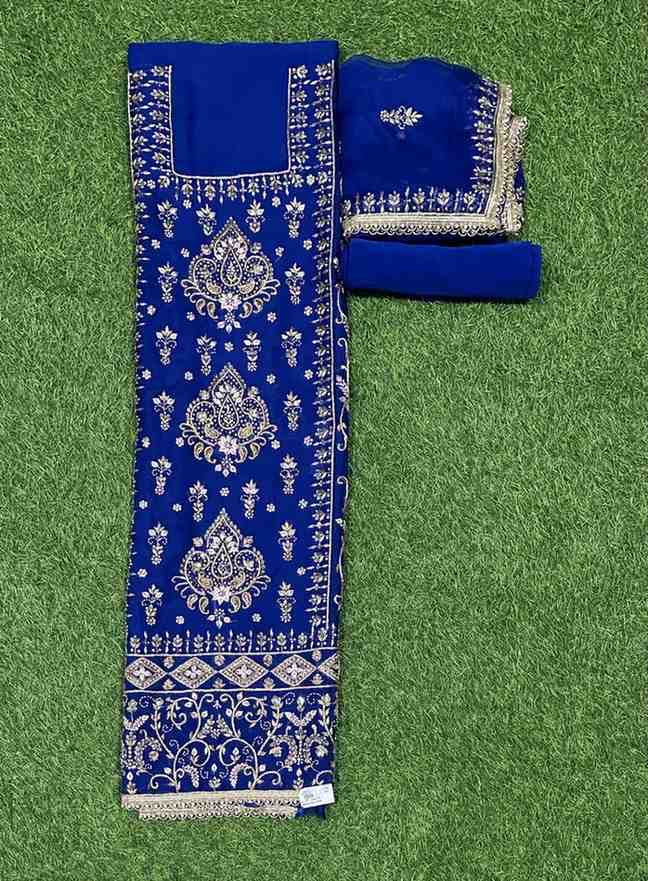 Blue Organza Suit | Party Wear | Wedding | Jaggo | Ring Ceremony | Festival |