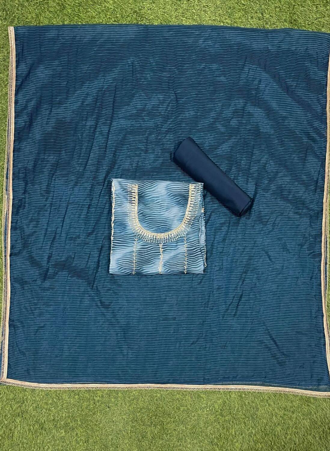Blue Organza Suit | Wedding | Party Wear | Jaggo | Festival | Casual Wear |