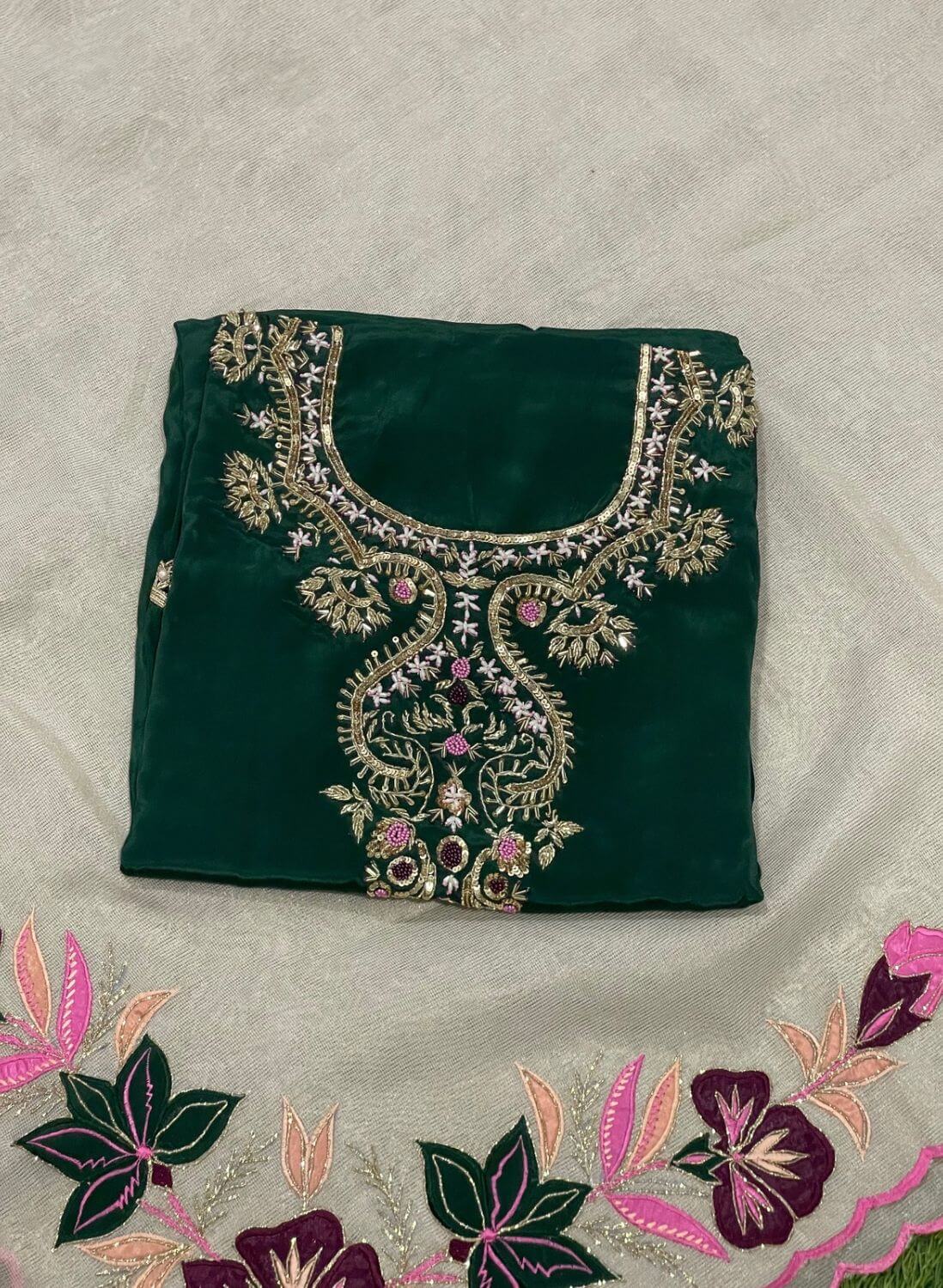 Bottle green Crepe | Crepe Suit | Wedding | Party Wear | Ring Ceremony | Festival Suit | FS388